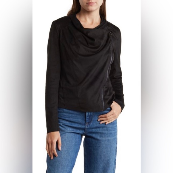 NWT BlankNYC Faux Suede Drape Front Jacket - Picture 2 of 9